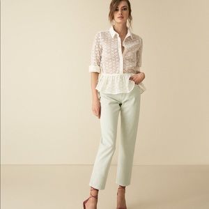 NWT Reiss Blake Aqua Mid Rise Cropped Jeans, size 28